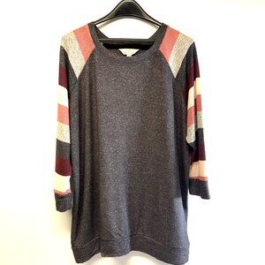 Market & Spruce Gray (Grey) Knit Top Women’s 1X – Plus Size Sweater-Lightweight